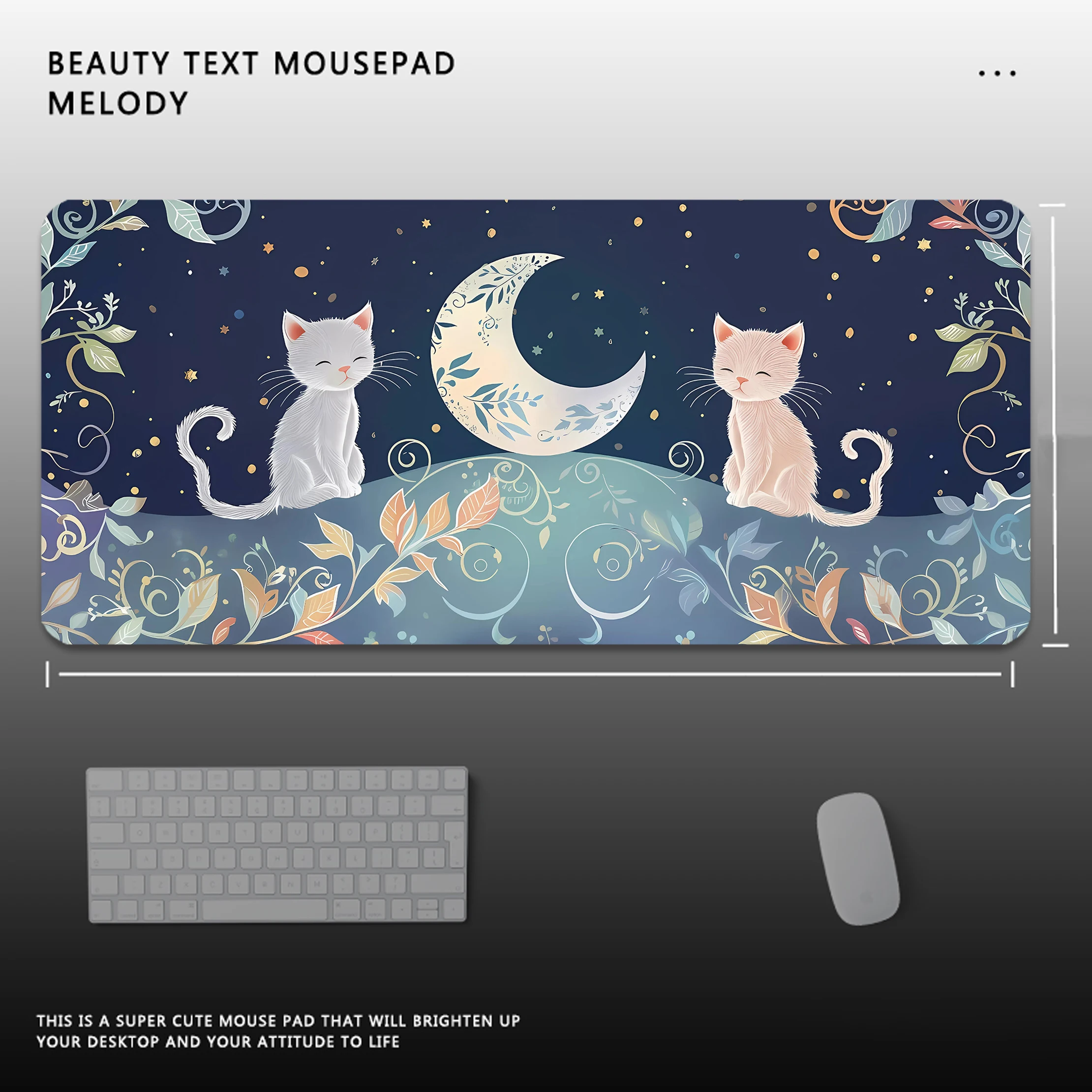 Kawaii Cat Mouse Pad Desk Pad Mouse Mat Desk Mat Computer Keyboard Desk Mat Desk Pad With Non-Slip Base And Stitched Edge