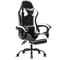 Ergonomische Gamingstoel Met Voetensteun, Pu Lederen Videogamestoelen Voor Volwassenen, Ligstoel Voor Gamerstoel