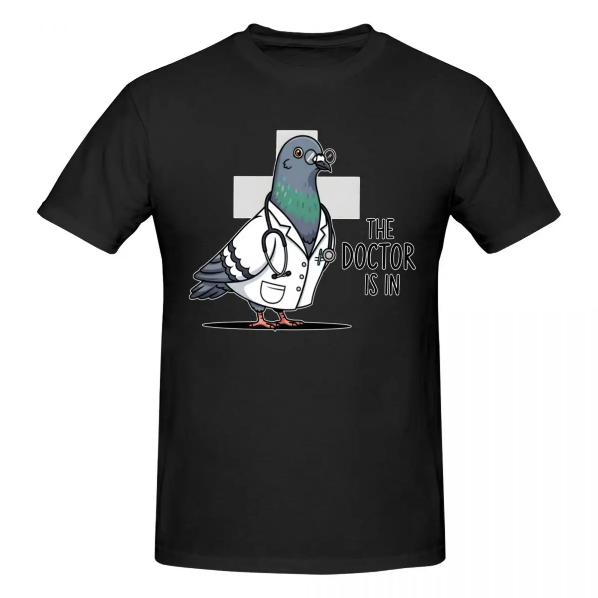 Men Pigeon Doctor Walking Down Hallway Meme Funny T Shirt Streetwear Cotton Crewneck Tshirt Men