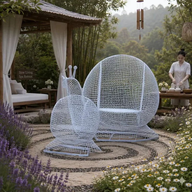Modern Abstract Stainless Steel Snail Sculpture Hollow Metal Animal Statue for Outdoor Garden Lawn Park Yard Home Decor Art