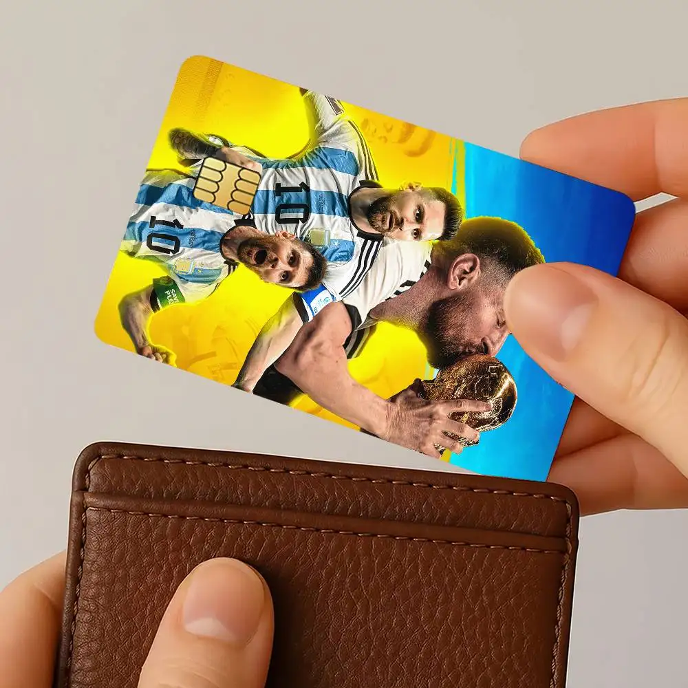 سوبر ستار كرة القدم M-Me-Messi-S ملصقات بطاقات الائتمان الرائعة الجلد لخصم البنك حماية الزخرفية 4 قطعة المضادة للخدش مقاوم للماء