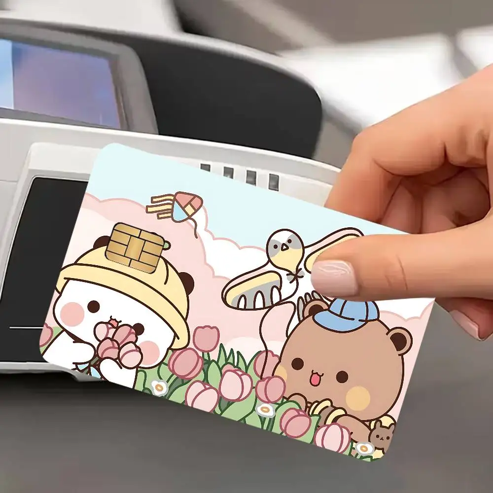Bubu and Dudu Cute Cartoon Credit Card Skin Stickers No Adhesive Residue Water Proof for VISA Credit Card Subway Access Card