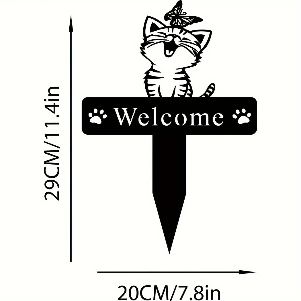 Charmante Kattenfamilie Tuinpalen-Decoratief Schattig Kattensilhouet, Ideaal Voor Tuin, Tuin En Gazon, Elegante Buitenbeelden