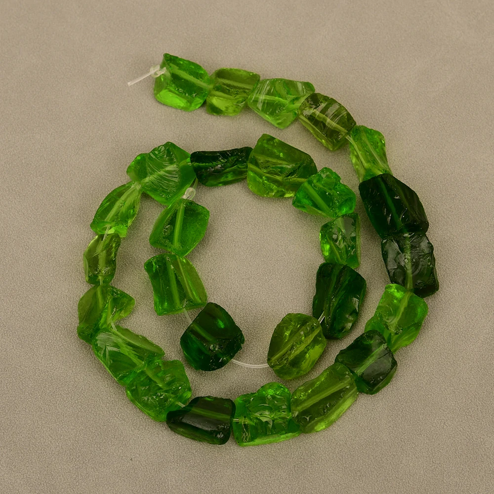 

APDGG Natural Green Glass Rough Nugget Loose Beads 15.5" Jewelry Making DIY