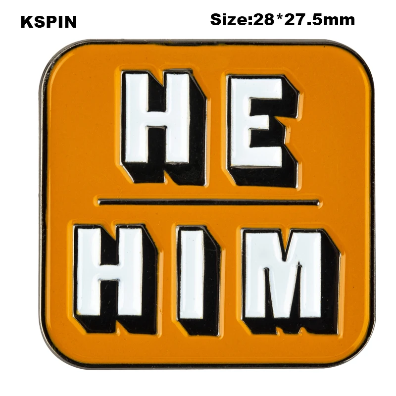 Pronouns Enamel Pins THEY THEM  SHE HER HE HIM Lapel Pins Badges Brooches