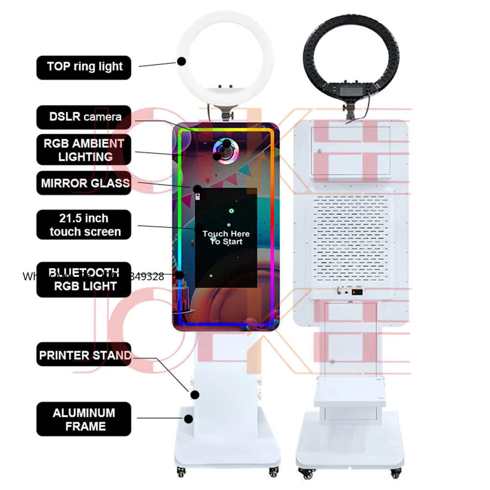 

21.5 inch Portable Mirror Photo Booth Selfie Machine Built-in Mini PC Touch Screen Magic Mirror Photo Booth for Partys Events