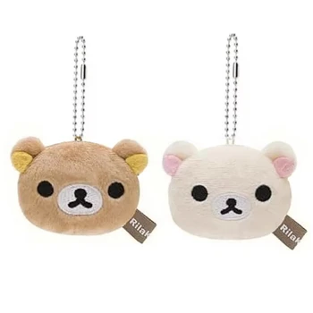 Rilakkuma Korilakkuma Urso Cabeça Chaveiro de Pelúcia Chaveiro Bola Corrente Kawaii Bolsa Bonito Chaveiros