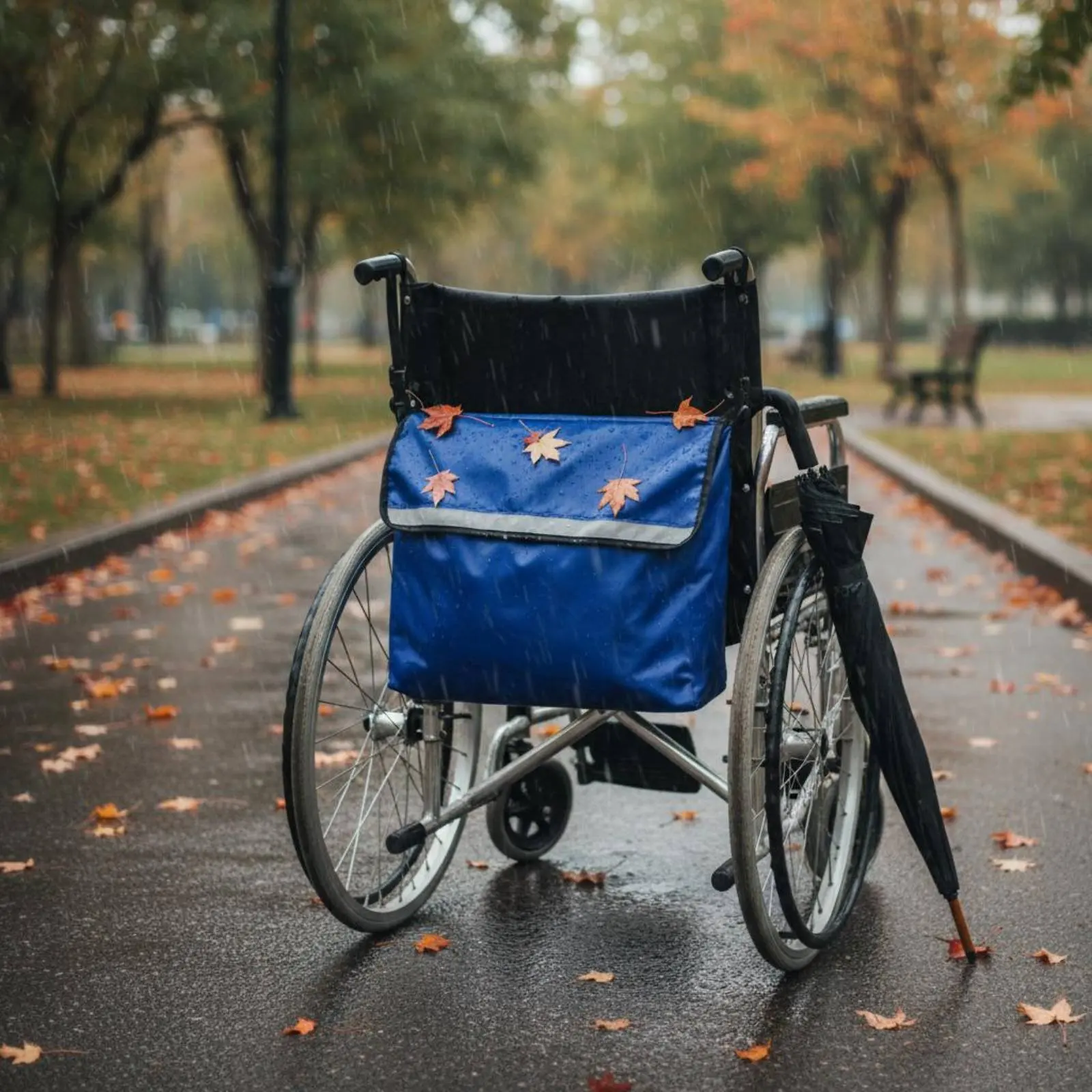 Wheelchair Storage Bag Oxford Textile Wheelchair Back Pouch Mobility Aid Storage Bag Multiple Pockets Mobility Aid Accessory