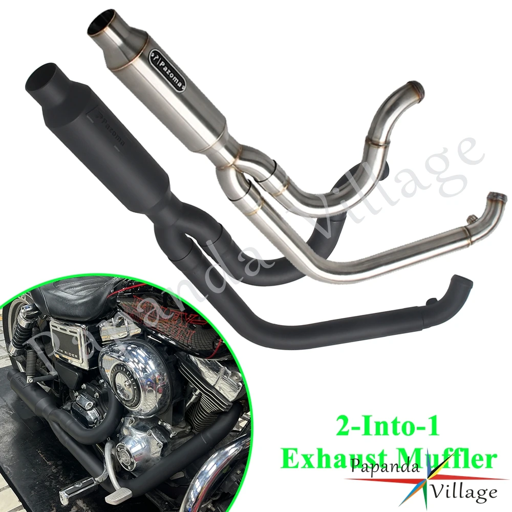 

2-into-1 Full Systems Exhaust Motorcycle Complete Muffler For Harley FXDWG FXD FXDI FXDC FXDBC FXDBB FXDLI FXDFSE FXDF FXDBC 06+