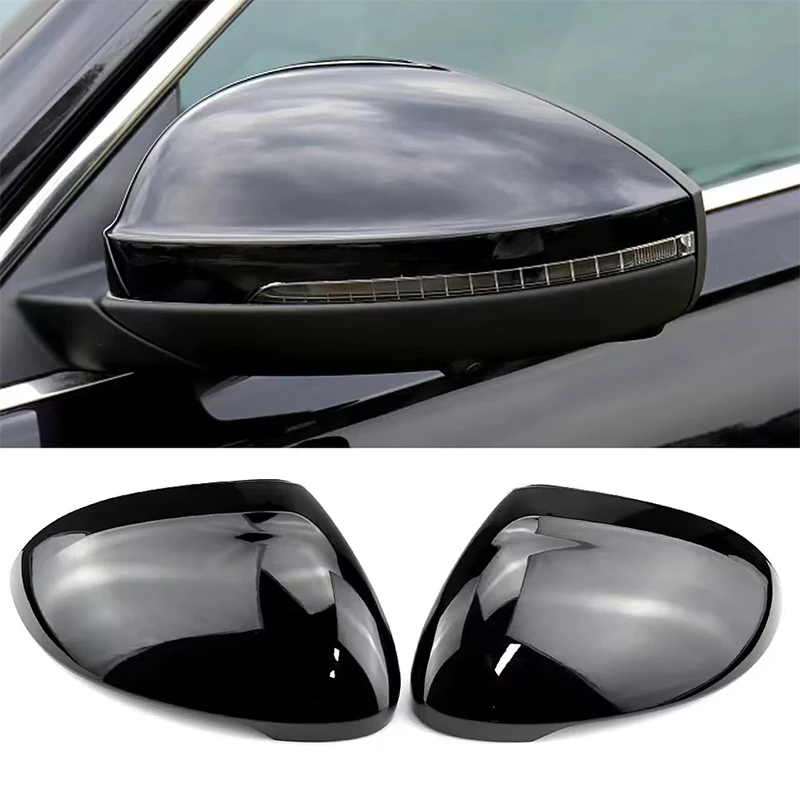 

For Volkswagen cc 2019 2020 2021 2022 Carbon Fiber Shiny Black Door Mirror Cover Cars Accessories Rearview Replace Housing