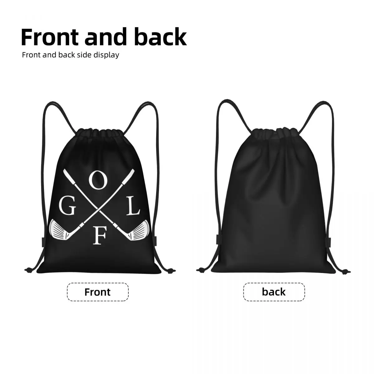 Retro Golf Logo Drawstring Backpack Women Men Sport Gym Sackpack Portable Training Bag Sack