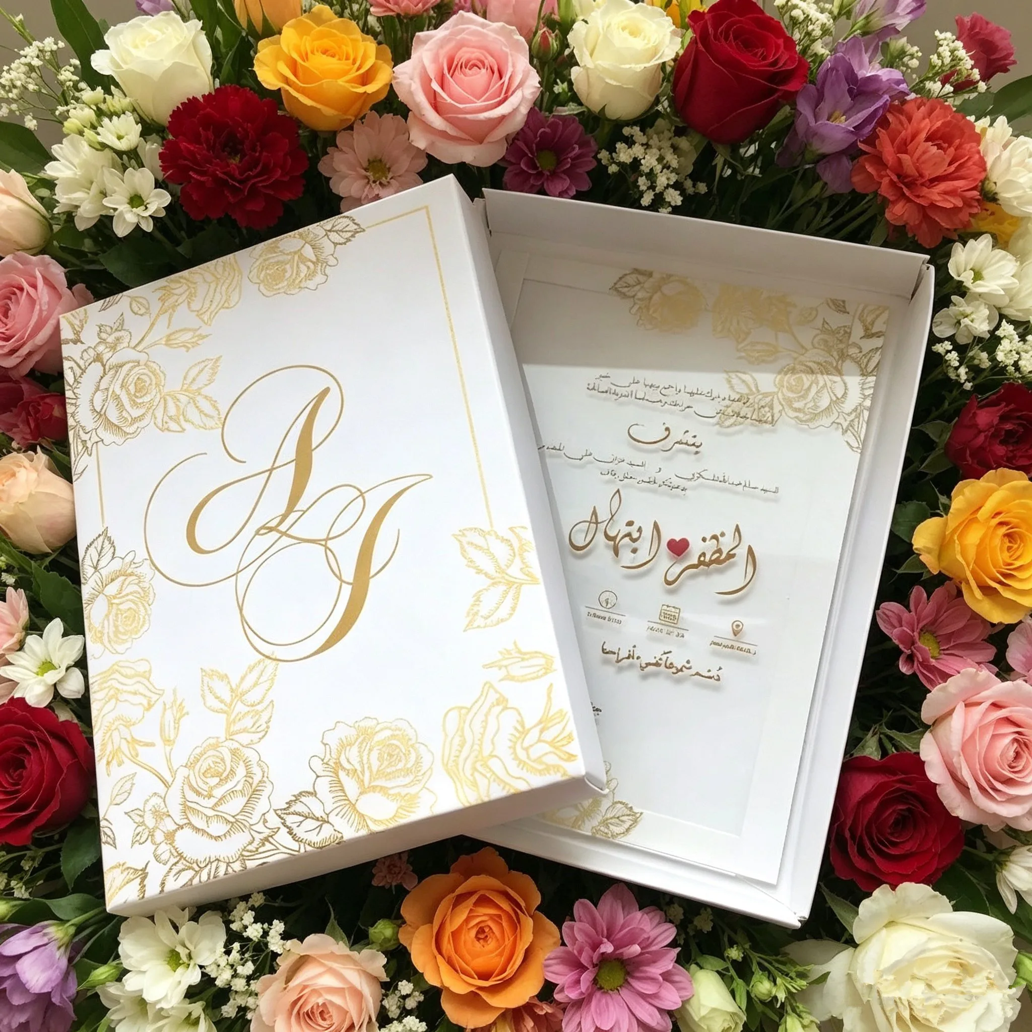 10pcs Personalize Invitation Card Rose Flower Arabic Wedding Invitations Fancy Souvenir Wedding Marriage Cards Customer Card Box