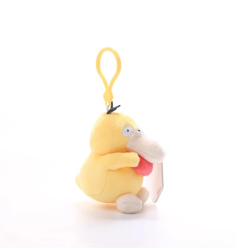 정품 포켓몬 Psyduck 사랑 시리즈 Kawaii 봉제 인형 장난감 키 체인 배낭 펜던트 열쇠 고리 인형 어린이를위한 생일 선물 소년