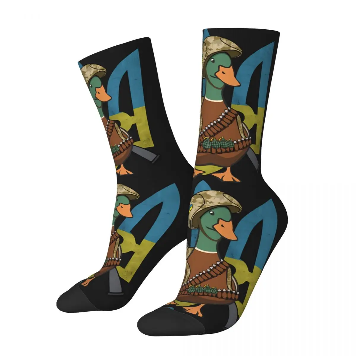 Military Duck Ukrainian Herb Flag Ukraine Secret Army Humor Kawaii Socks Gym Cartoon Pattern Socks