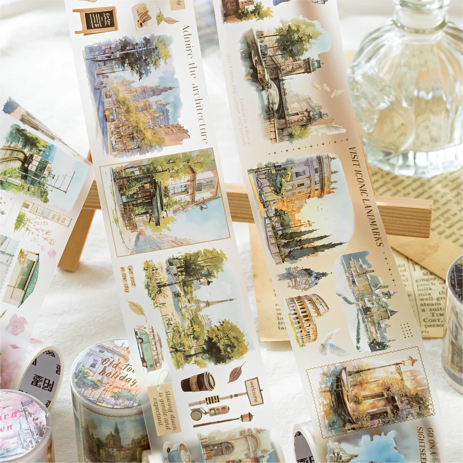 1Pc Starting A Journey Series Masking Washi Tape Landscape Decorative Adhesive Material Sticker Diy Label Scrapbooking