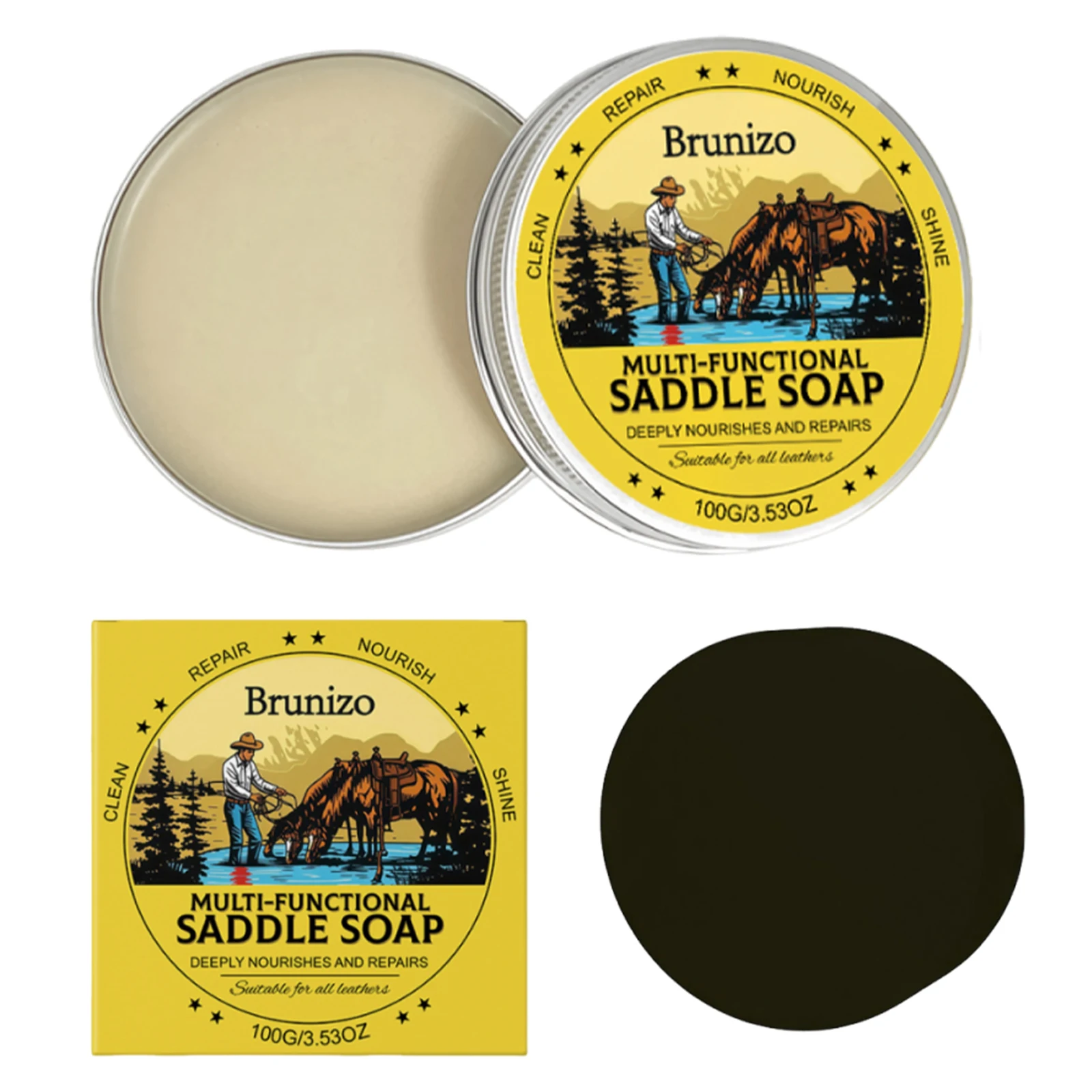 Leather Cleaner & Conditioner Kit To Soften & Protect Leathercraft Saddle Soap Kit for Car Seat Couch Shoe Purse Boot Bag 3.53oz