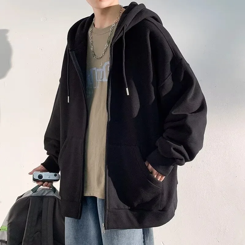 

Jacket men's spring and autumn 2025 new fashion versatile men's hooded top American cardigan sweatshirt jacket multi-color selec