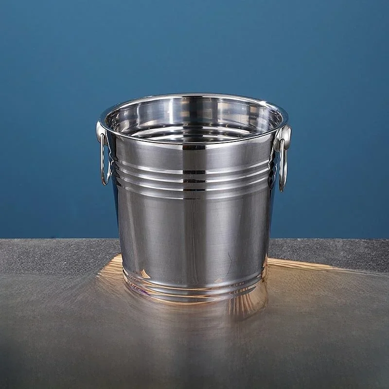Stainless Steel Handheld Ice Bucket Deepened Champagne Beer Bucket Multi-Specification Glossy Water Bucket for Dining And Ute...