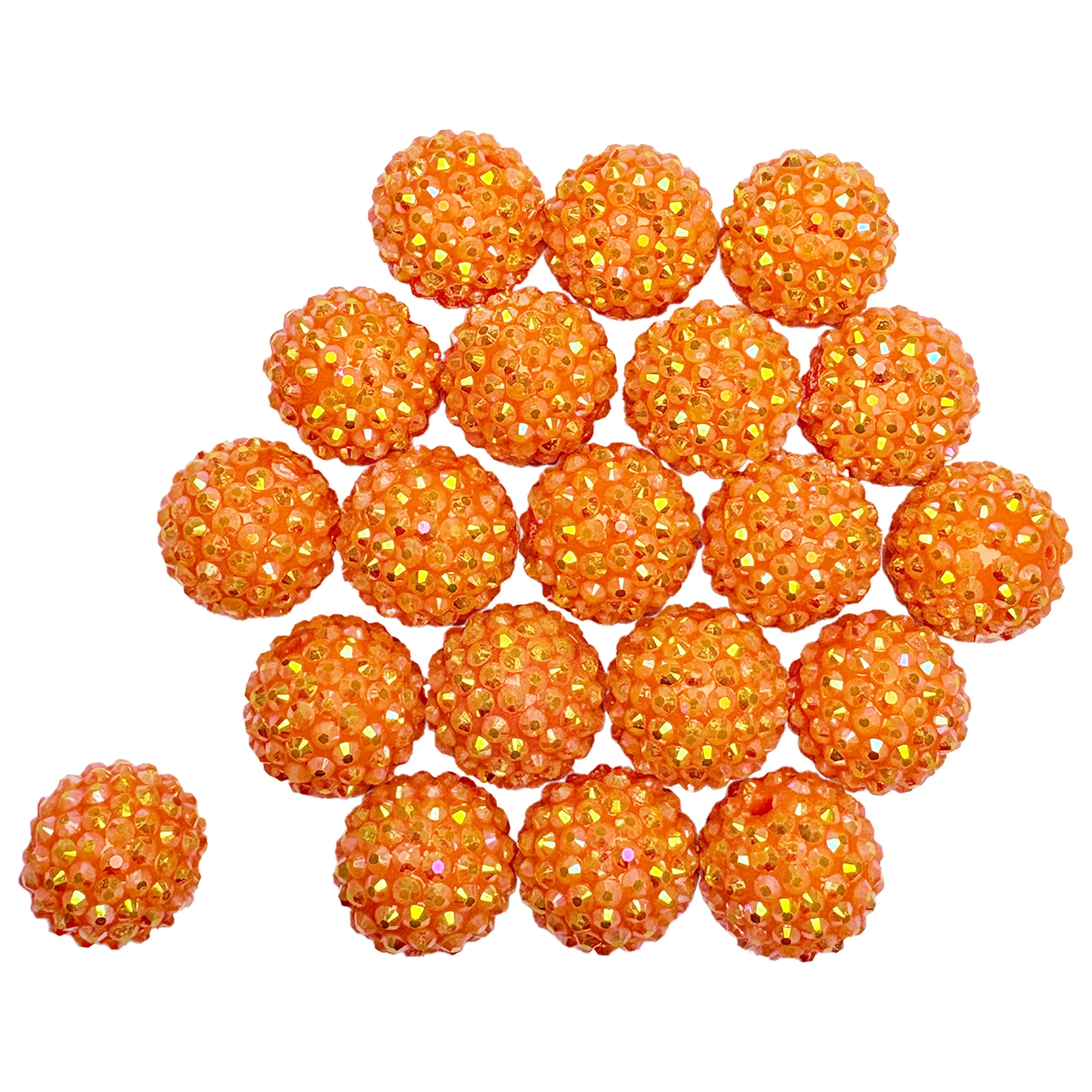 

Оранжевые бусины с инкрустацией стразами - материалы для рукоделия своими руками для проектов ручной работы | 20шт/уп