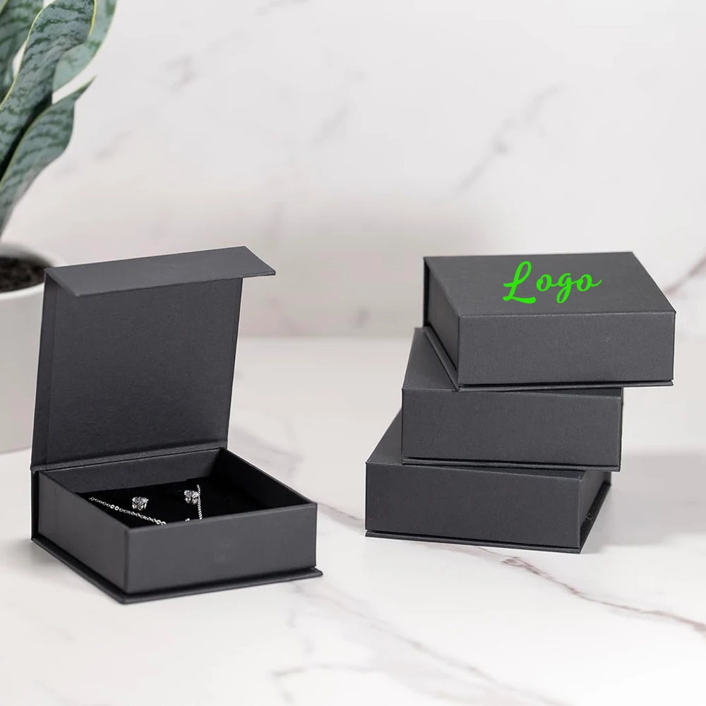

Custom Logo Jewelry Box Magnetic Flap Jewellry Gift Boxes with Velvet Foam Insert Ring Earrings Necklace Display Organizer Case