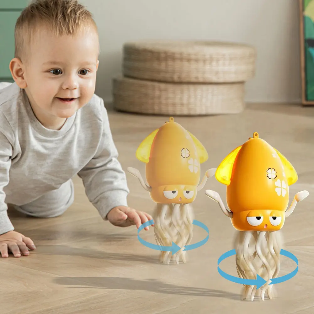 ปลาหมึกยักษ์เต้นรําไฟฟ้าของเล่นเพลงและไฟหลีกเลี่ยงอุปสรรคอัตโนมัติ Tummy Time ของเล่น Decompression ของเล่นเด็กของขวัญ