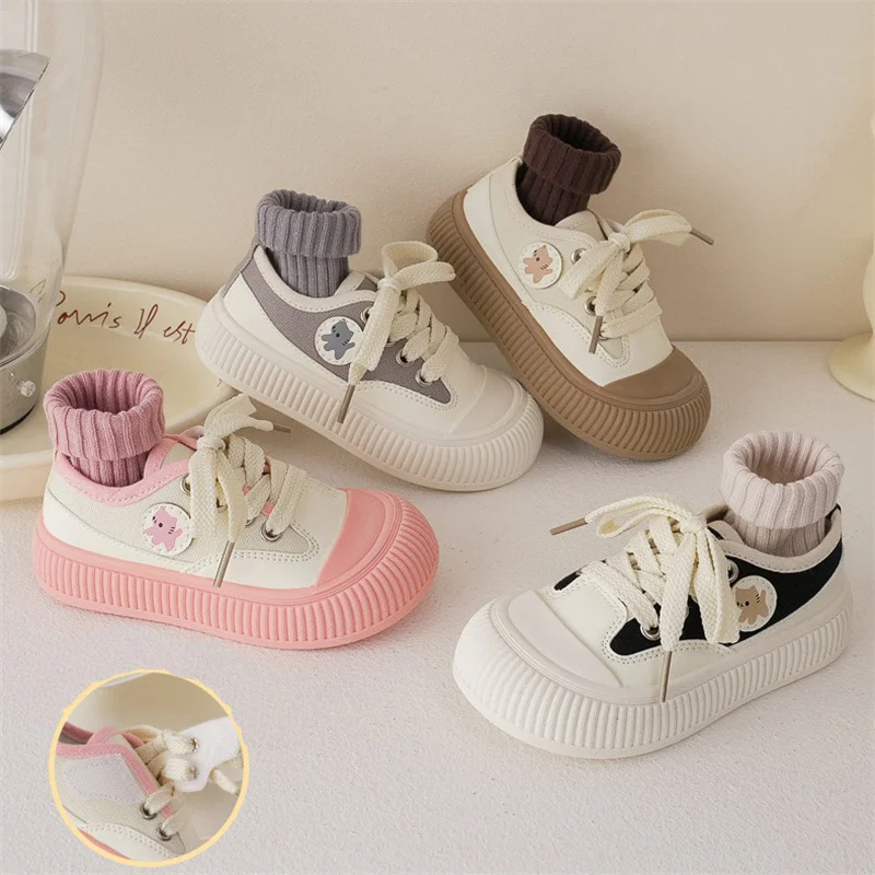 

Children Sneakers Girls Retro Animal Canvas Shoes Boys Non-slip Soft Sole Functional Shoes Size 22-31