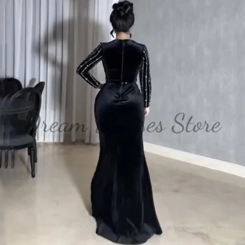 Imagen 2 del producto Dream vestido de noche con cuentas brillantes para mujer, cuello en V y mangas largas, Sexy, abertura frontal, longitud hasta el suelo, sirena, vaina, vestidos hechos a medida