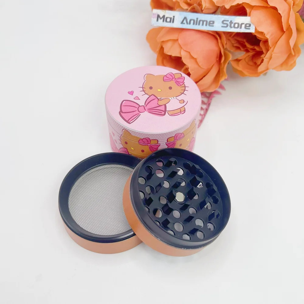 2inch Hello Kitty Herb Grinder Metal Sanrio Mortar Spice Mill Manual 4-layer Salt Grass Tobacco Grinder Smoke Cigarette Tool image 5