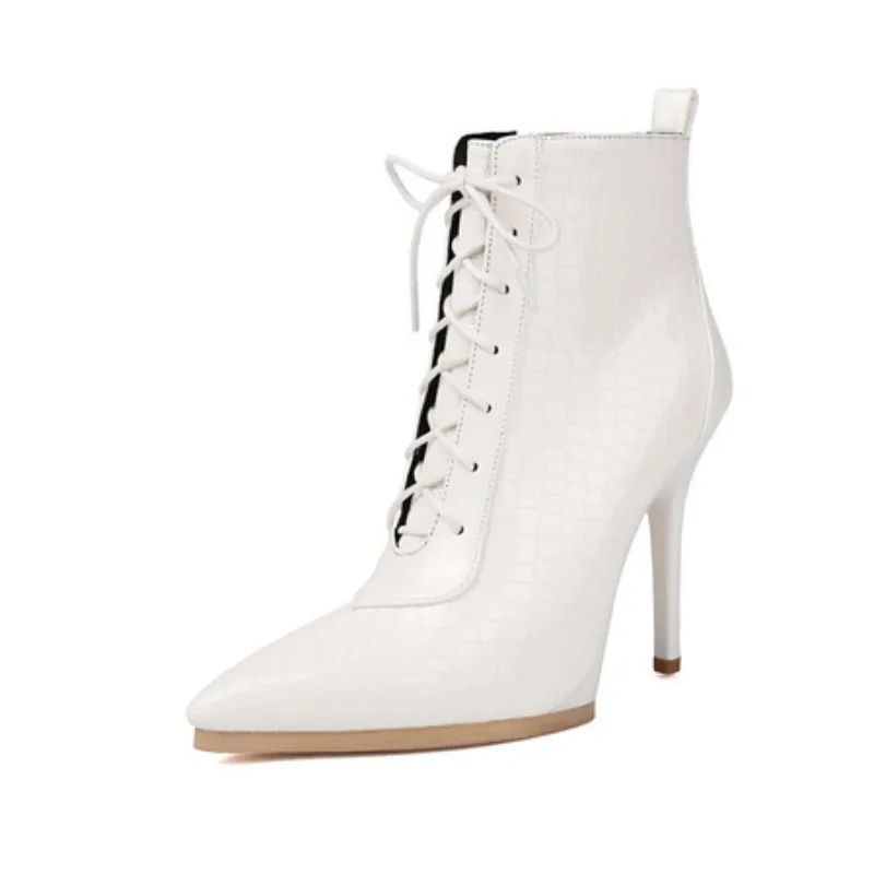 20256 جديد فاخر الإناث حذاء من الجلد أشار تو رقيقة جدا الكعوب 10.5 سنتيمتر الدانتيل يصل موضة يؤرخ حفلة الجوارب القصيرة