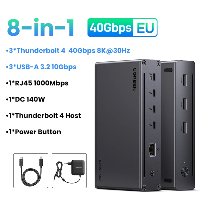 UGREEN Thunderbolt4 USB ハブ 8-in-1 ドッキングステーション 40Gbps