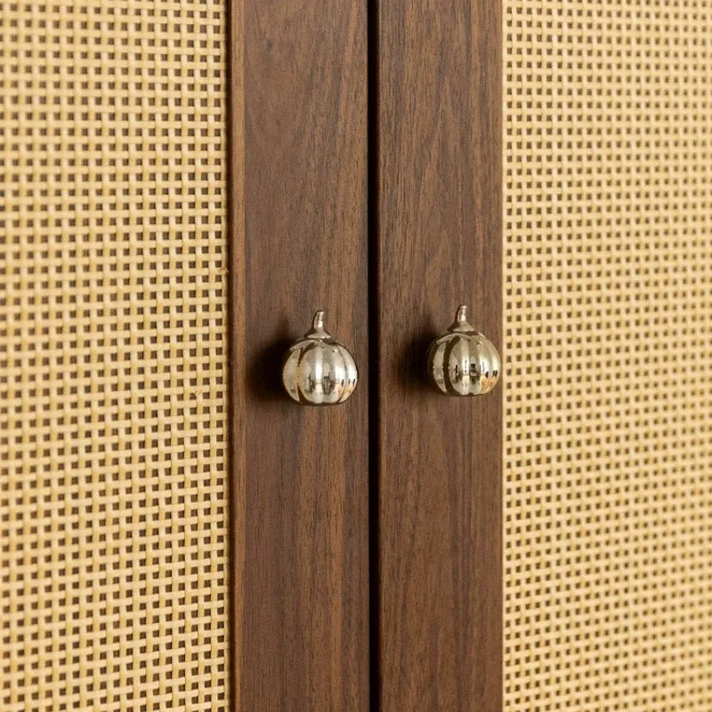 Middle Ancient Style Titanium Silver French Pumpkin Cabinet Door Handles Creative Minimalist Wardrobe Drawer Brass Small Knobs