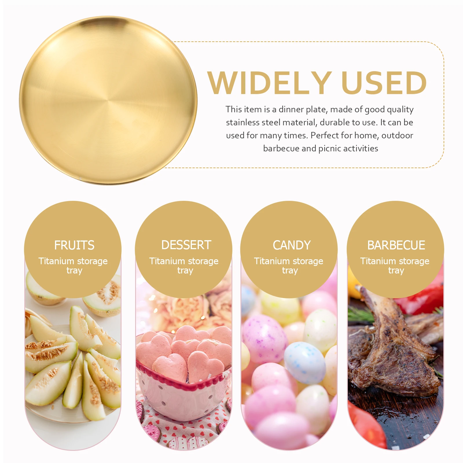 

1Pcs Stainless Steel Dinner Plate Storage Container for Canteen Kindergarten School Company Use Bbq Party