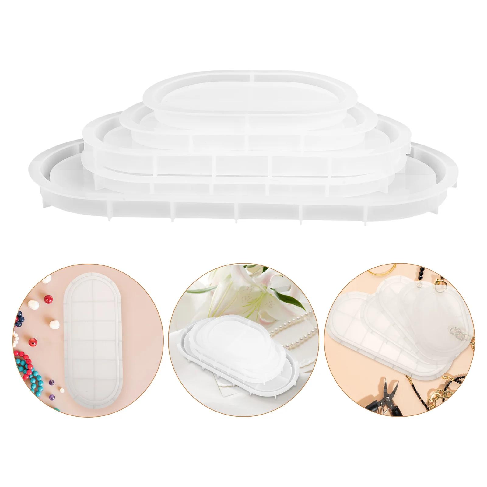 

Набор из 5 форм для литья из силиконовой смолы: овальные, мягкие, прочные, для изготовления подставок для украшений, подносов для хранения мелочей, для эпоксидной смолы, рукоделия, DIY