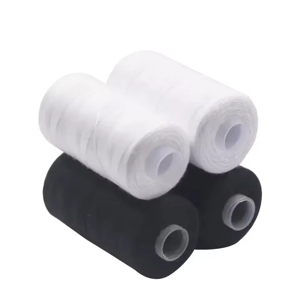 Black White 2 Rolls Polyester 402 Sewing Thread For Manual and Mechanical Use, 500 Yards, Durable DIY Clothing Garment Supplies