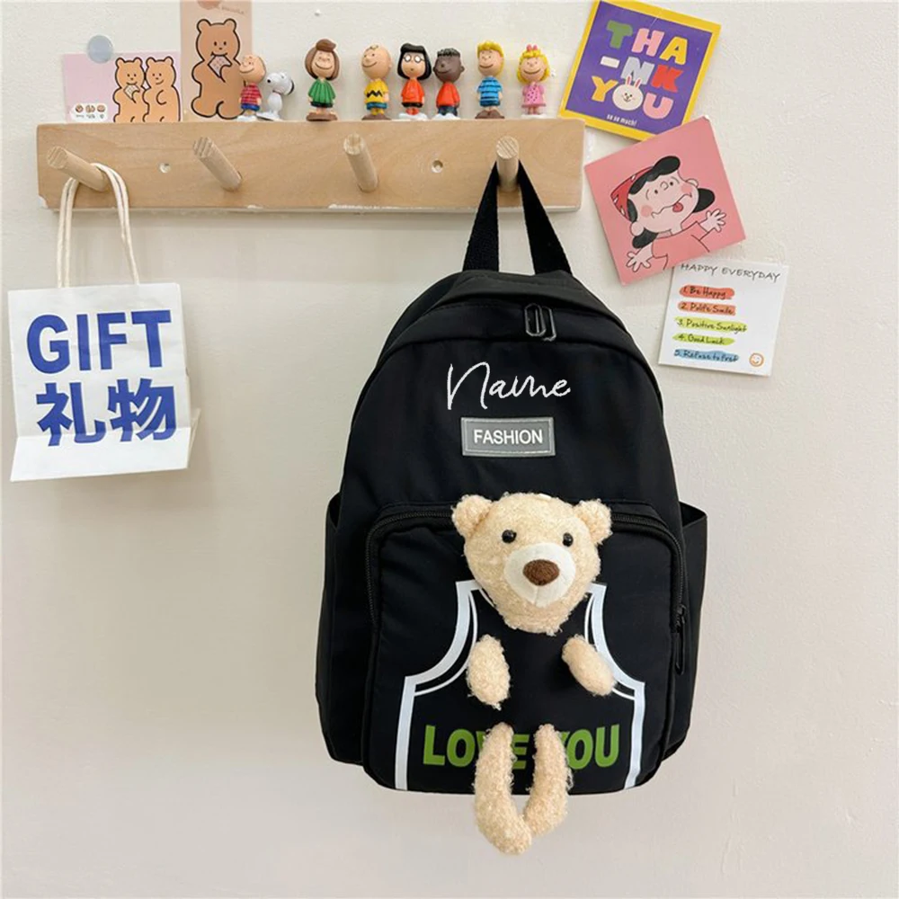 Personalized Name Boys Girls Bear Backpack Kids Cartoon Kindergarten Lightweight Schoolbag Children's Day Gift Bear Backpacks