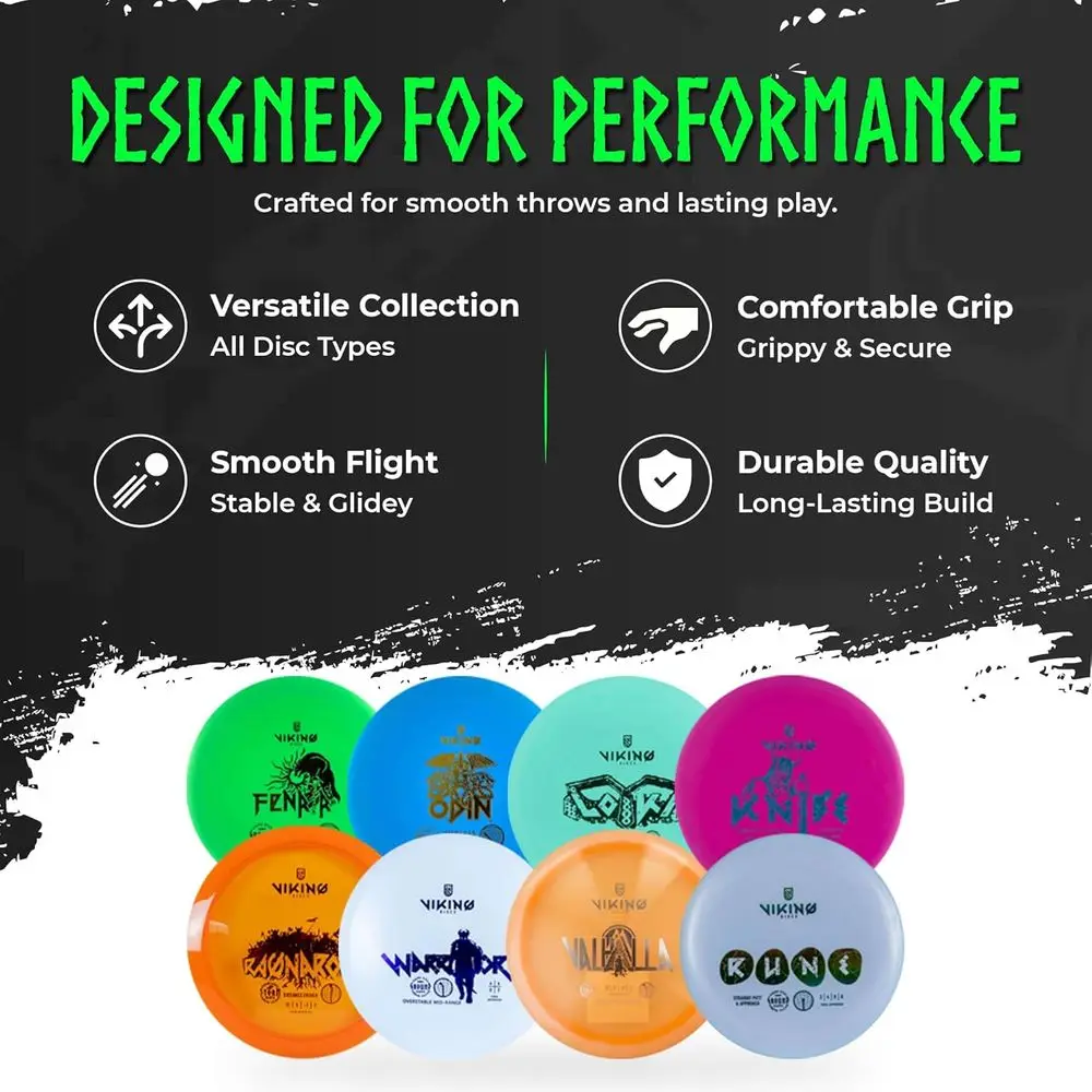 Viking Discs Conqueror Disc Golf Set - 8 Disc Golf Discs for Any Distance, PDGA Approved - Putter, Mid-Range, Fairway Driver, Di