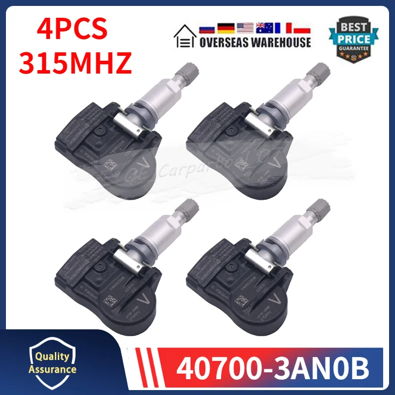 40700-3AN0B Car Tire Pressure Monitoring Sensor 4PCS For Nissan Frontier Maxima NV200 Sentra Versa Note TPMS 315MHZ 40700-3AN0A