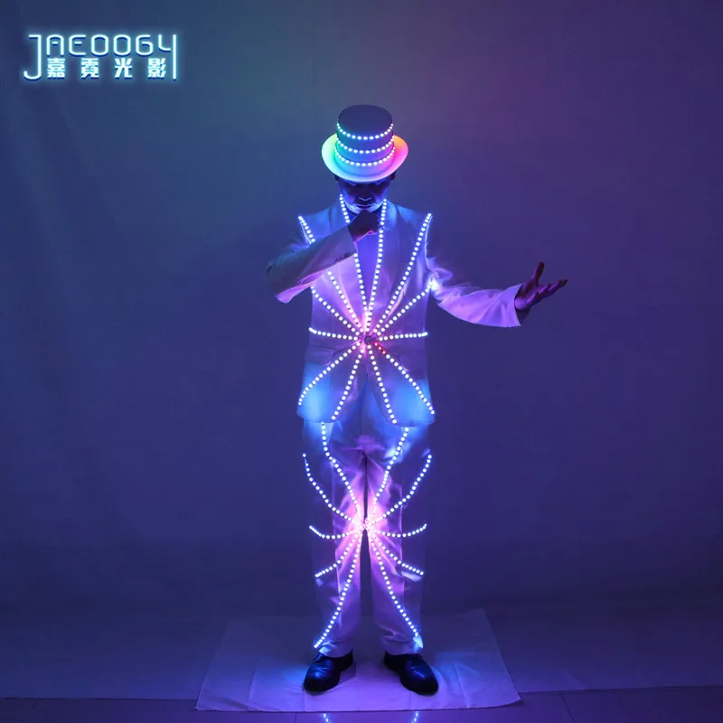 

Full Color LED Suit Costumes Clothes Lights Luminous Stage Dance Performance Show Dress Growing Light Up Armor for Night Club