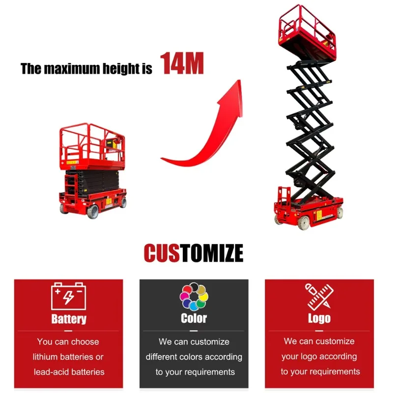 Small 8m 320kg electric scissor  aerial work platform aerial lift mobile lift scaffold hydraulic scissor