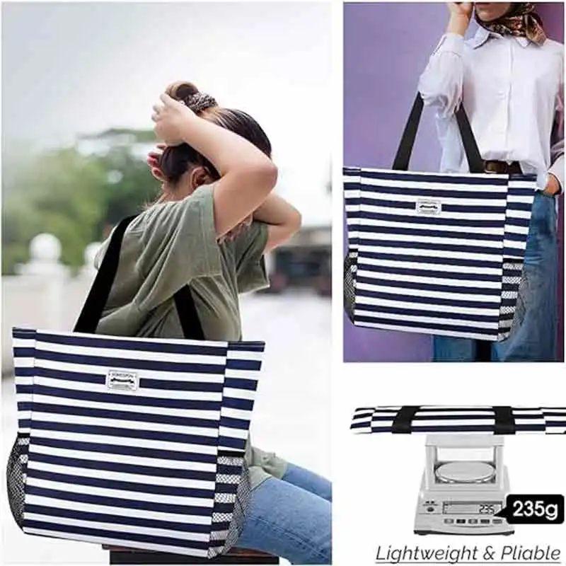 COB-01 Large Waterproof Beach Bag for Women Sandproof Tote Bag with Zipper