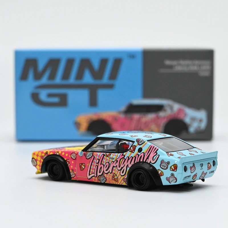 MINIGT 1:64 Skyline Kenmeri Liberty Walk KUMA Series Diecast Alloy Car Model Child Christmas Gift Ornaments