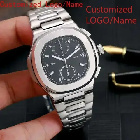 A11 Store Customized Watch  Fashion Men Chronograph Sapphire Watch  Dual Time Stopwatch Stainless Steel