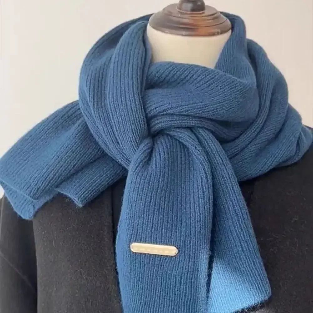 Winter Warm Neckerchief Fake Collar Solid Color Cross Scarf Woolen Thicken Knit Scarf Neck Warmer Women Girls