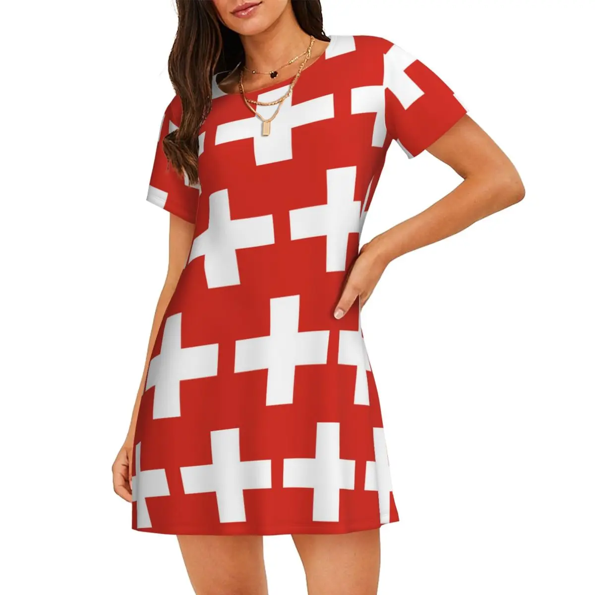 Bern Bear Swiss Flag Switzerland Coat Of Arms Short Sleeves Nightdress For Sleeping Women Short Sleeve Nightgowns Pajama Dress