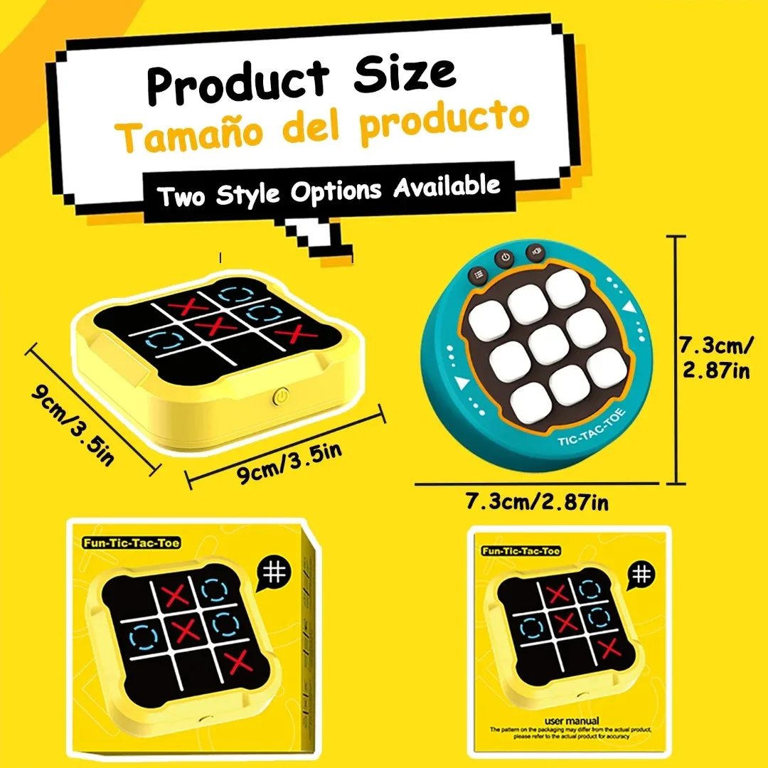 وحدة تحكم ألعاب Tic Tac Toe المحمولة - ألغاز إلكترونية محمولة لجميع الأعمار، ألعاب السفر مع تدريب الذاكرة وهدايا مونتيسوري