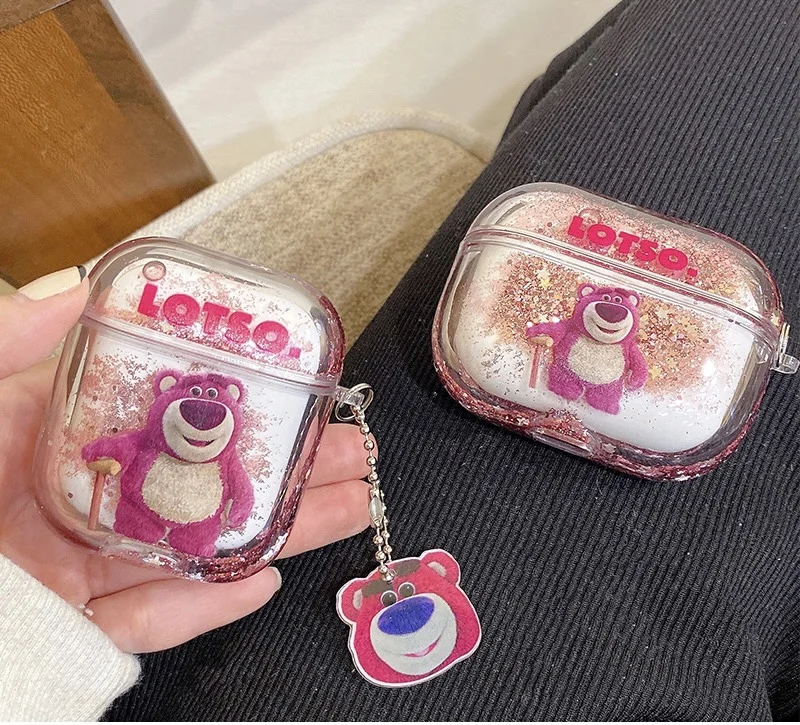 Disney Quicksand Lotso Bear Cases Cover For Apple AirPods 1 2 3rd Pro Pro2 Fashion Wireless Bluetooth Earbuds Earphone Box Case