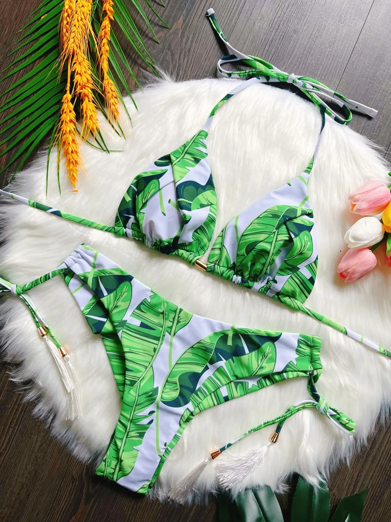 2025 Nuovo costume da bagno bikini diviso stampato Costume da bagno donna sexy a triangolo