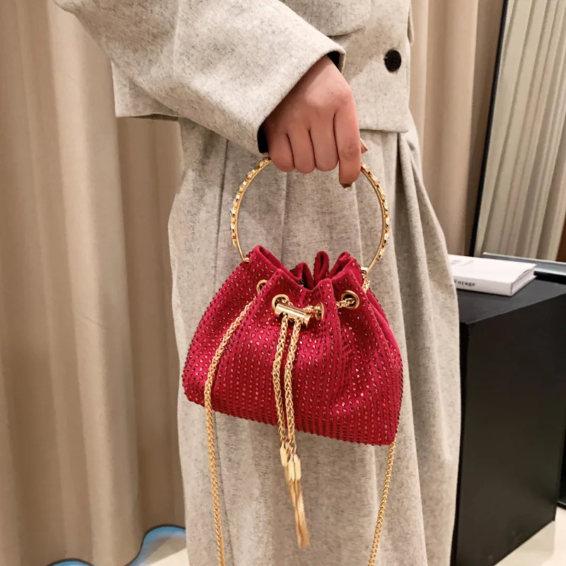 Diamond Bucket Bags for Women 2023 New Luxury Designer Handbag Chain Fashion Evening Bags High Quality Party Woman Shoulder Bag