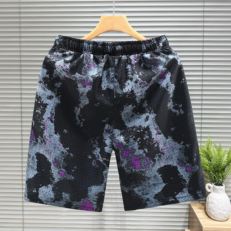 2024 New Men\'s Casual Beach Shorts Breathable Quick Dry Vintage Printed Bermuda Shorts Chinese-style shorts Streetwear