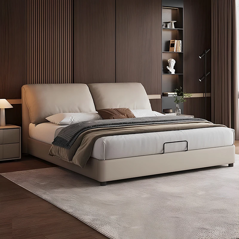 

Leather Sleeping Massage Bed Luxury Princess Platform Design Bedroom Bed Frame Double Letto Matrimoniale Lounge Suite Furniture